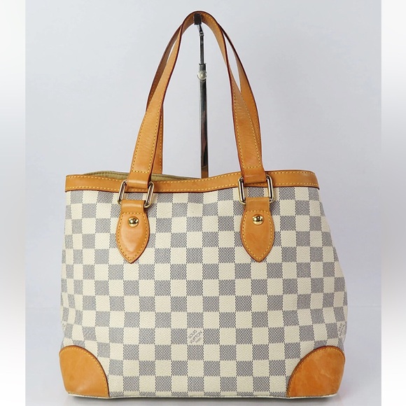 Louis Vuitton Tan and Cream Checkered Tote - Picture 2 of 16